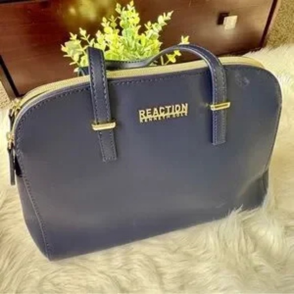 Reaction Kenneth Cole Arbol Dome Navy Blue Structured Satchel Handbag - Picture 16 of 16